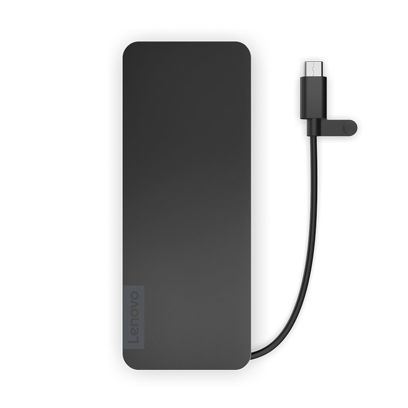 Hub de puertos portatil Lenovo, delgado, Interfaz: USB-C, Color Eclipse Black (Negro) - Imagen 2