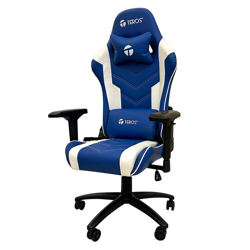 Silla gamer TEROS TE-8126B, azul y blanco - Imagen 2