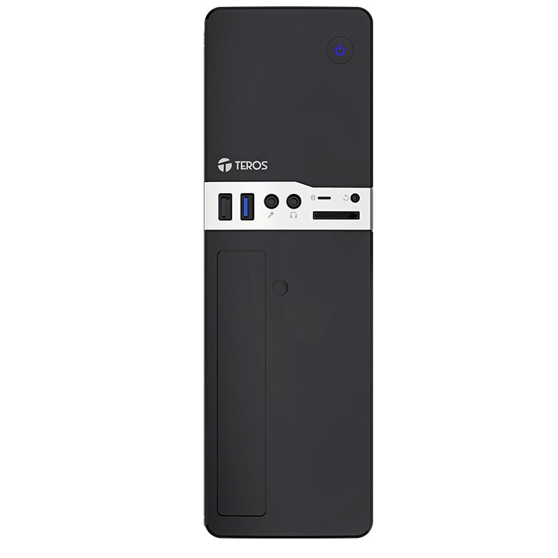 Case Teros TE-1032S, Slim, 250 W, USB 3.2 / USB 2.0, Audio HD, DVD, Negro - Imagen 3