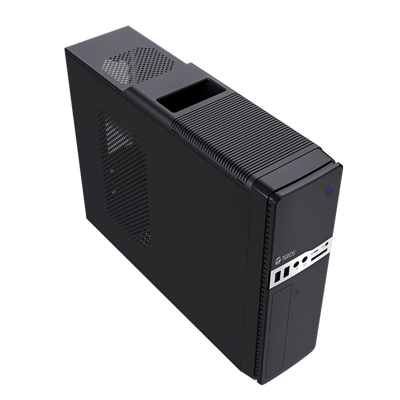 Case Teros TE-1032S, Slim, 250 W, USB 3.2 / USB 2.0, Audio HD, DVD, Negro - Imagen 2