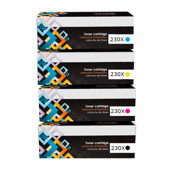 Kit de Toner HP Compatible 230X CYMK 4203, MFP 4303 con CHIP