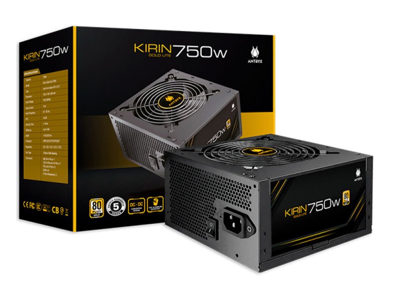 FUENTE DE PODER ANTRYX 750W KIRIN 80PLUS GOLD LITE (GPW750S) No modular