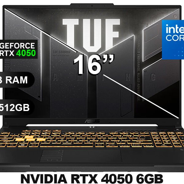 LAPTOP ASUS TUF GAMING FX607VU-RL048/ I5-210H/ 16GB/ SSD512GB/ RTX4050-6GB/ 16/ FREEDOS