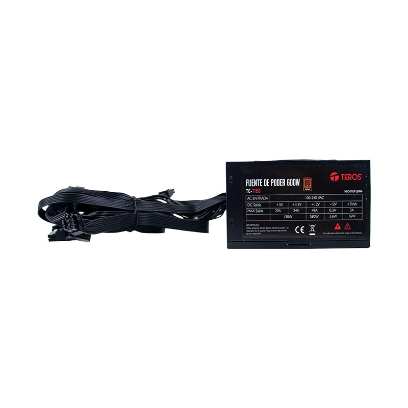Fuente de alimentación TEROS TE-7160, ATX, 600W, 80 Plus Bronze, 100V-240VAC, CERTIFICADA - Imagen 2