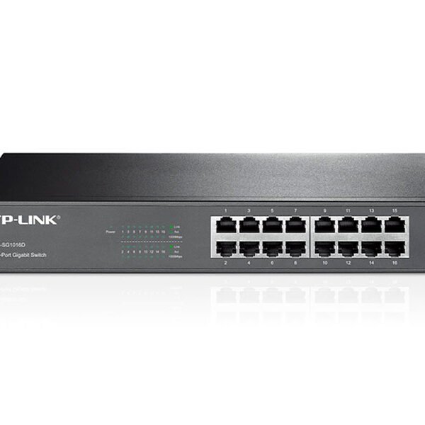 SWITCH TP-LINK 16PORT 10/100/1000 GIBABIT TL-SG1016D METALICO RACKMOUNT