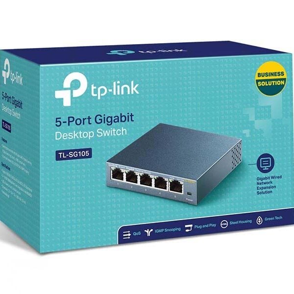 SWITCH TP-LINK TL-SG105  GIGABIT 5PTOS 10/ 100/ 1000MBPS METALICO