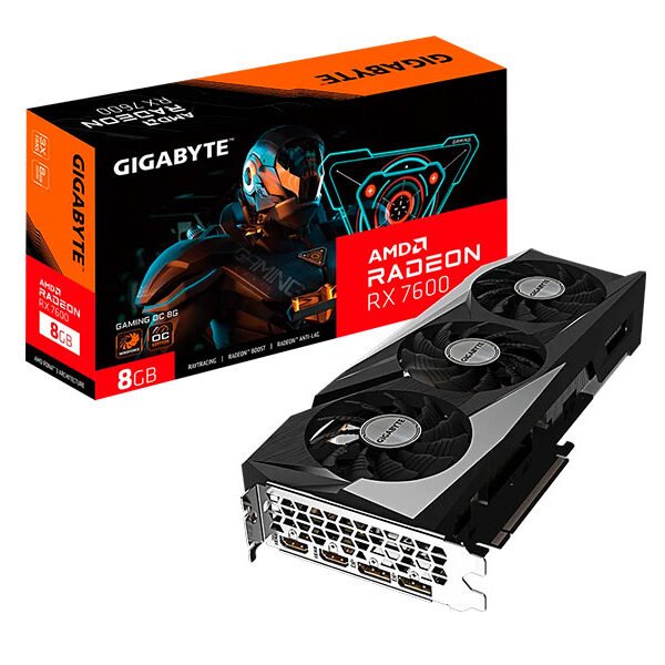 TARJETA DE VIDEO GIGABYTE RADEON RX7600 8GB GAMING OC GDDR6 128BIT