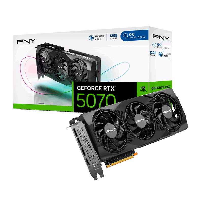 Tarjeta de video PNY GeForce RTX 5070 Overclocked Triple Fan GPU, PCI-Express 5.0 x16