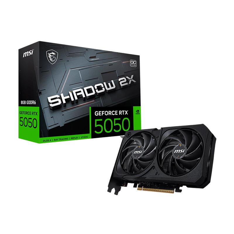 Tarjeta de video MSI GeForce RTX 5050 8G SHADOW 2X OC, 8 GB GDDR6, PCIe 5.0
