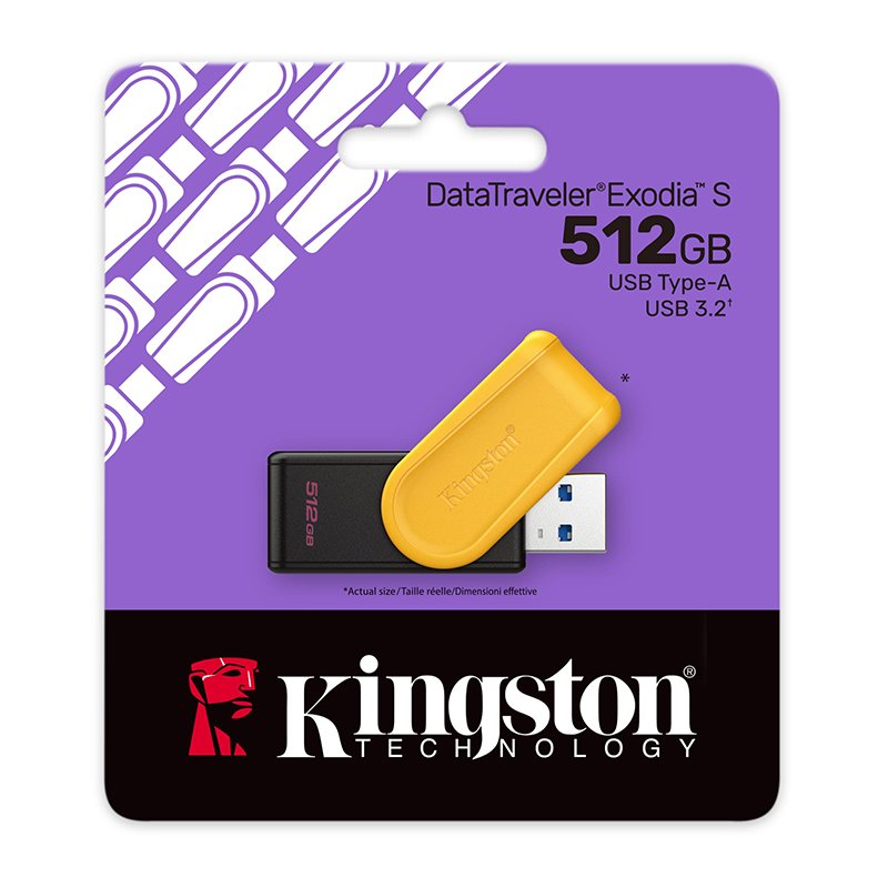 Memoria Flash USB Kingston DataTraveler Exodia S, 512GB, interfaz: USB 3.2 Gen 1, Amarillo - Imagen 3
