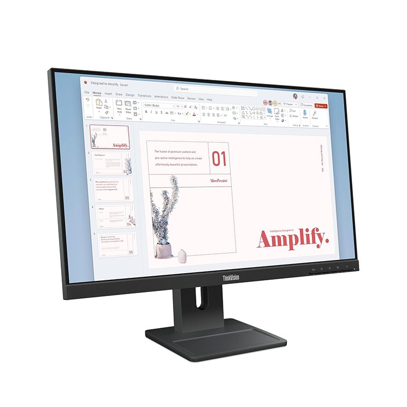 Monitor Plano Lenovo ThinkVision E24-40, 23.8” WLED FHD IPS/HDMI/DP/VGA/Parlantes (2Wx2) - Imagen 2
