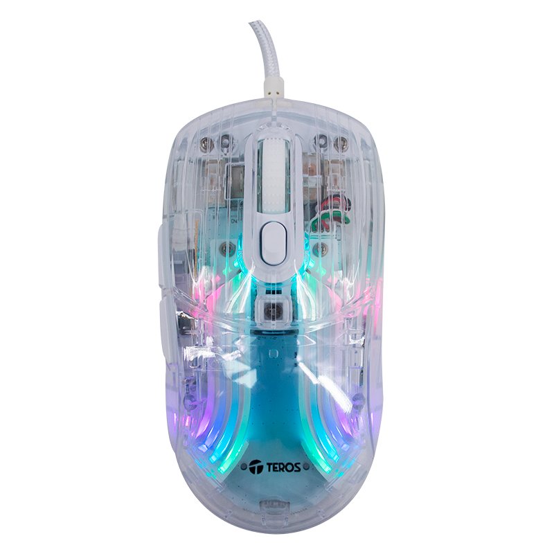 Mouse gamer TEROS TE-1216G, 2 botones, RGB, transparente - Imagen 3