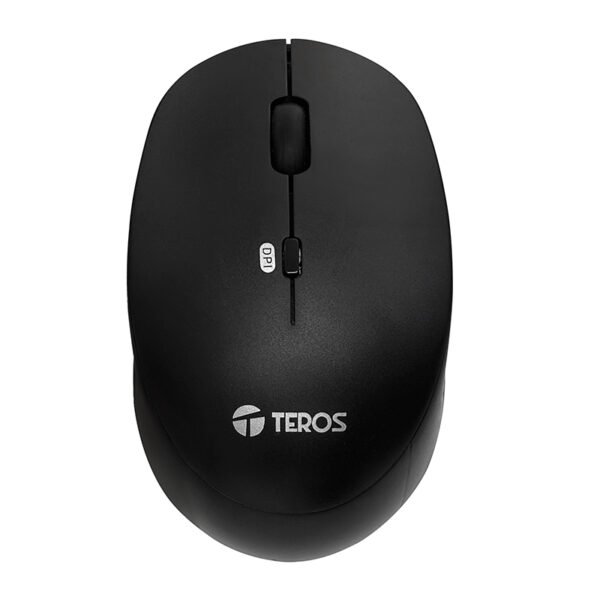 Mouse óptico inalámbrico Teros TE5074N, color Negro, 1600 dpi, receptor USB.