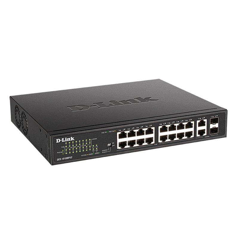16 X 10/100 MBPS POE + 2 X 10/