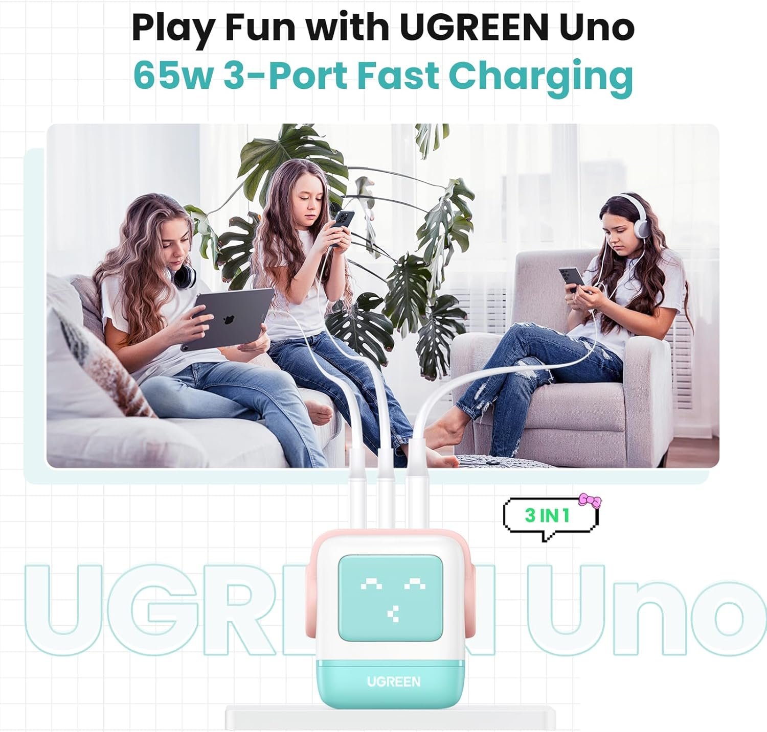Cargador Ugreen Nexode Robot Gan 65w CD361 (35856) Carga Rápida - Imagen 5