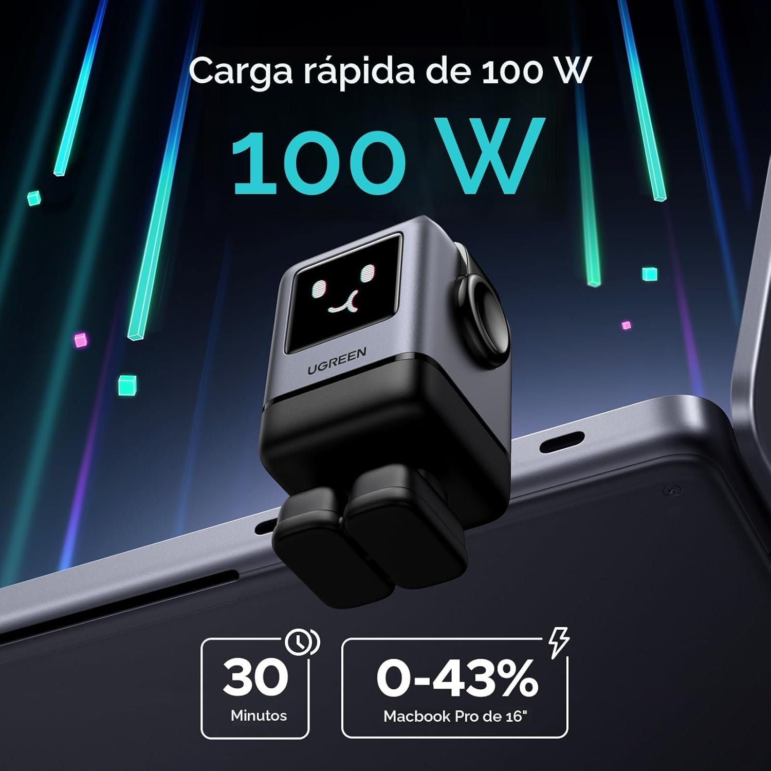 Cargador Ugreen Nexode Robot Gan 100w X688 (45514B) Carga Rápida - Imagen 6