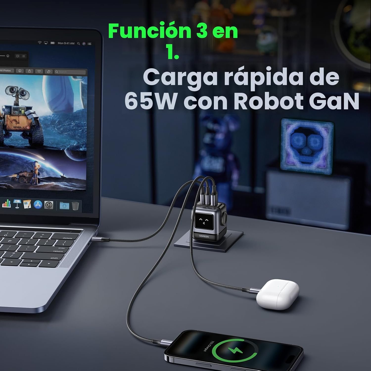 Cargador Ugreen Nexode Robot Gan 65w CD361 (15570) Carga Rápida - Imagen 7