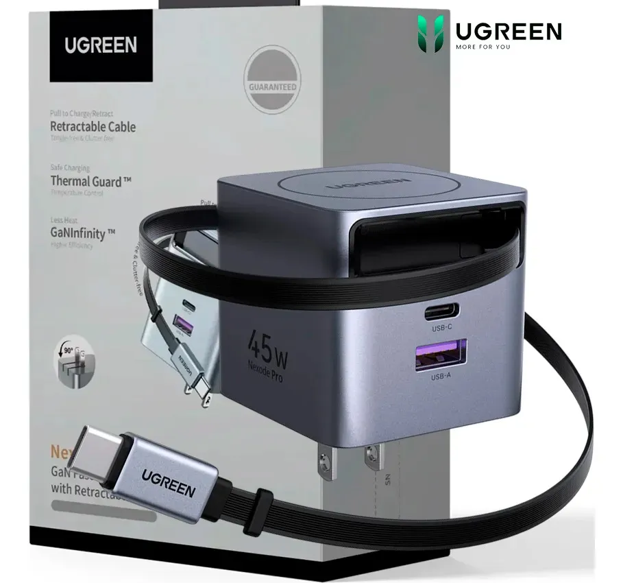 Cargador Retráctil Ugreen Nexode 45w Gan X614 (65821) Carga Rápida - Imagen 6