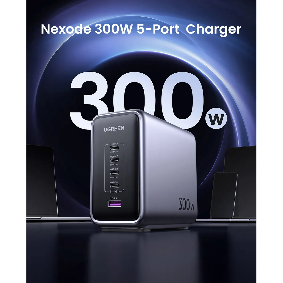 Cargador Ugreen Nexode 300w Gan CD333 (90872B) Carga Rápida - Imagen 5