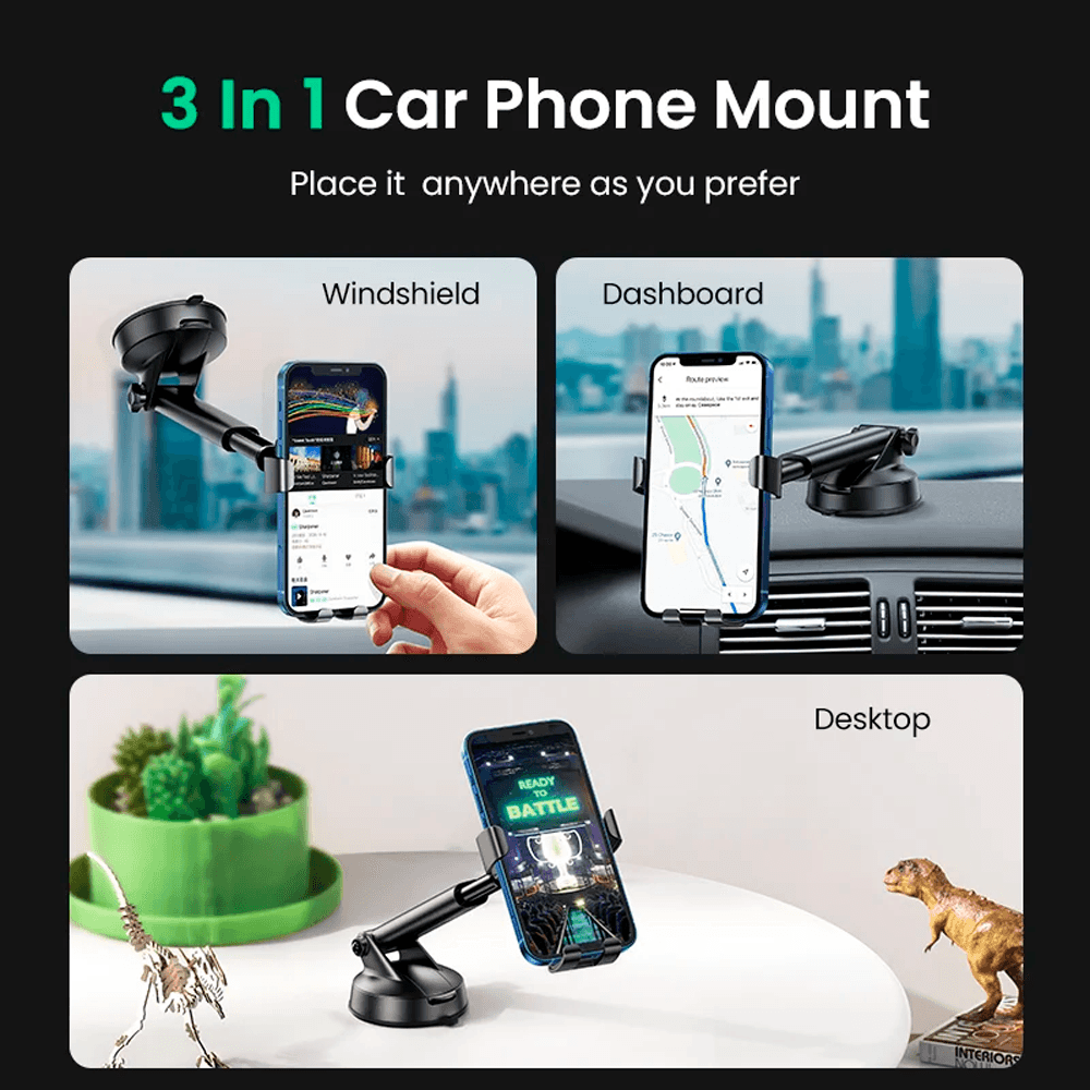 Soporte para Celular de Auto UGREEN LP200 con Succión y Rotación 360° - Imagen 4