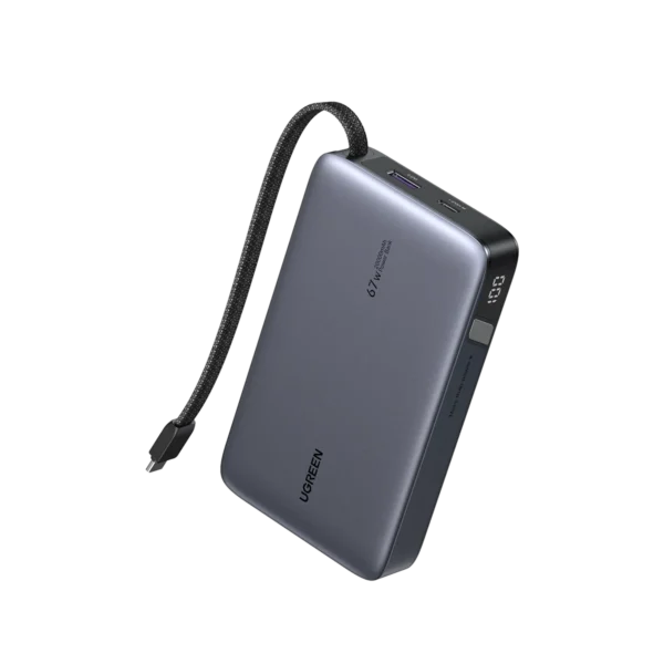 Power Bank UGREEN 20000 mAh 67W – Cargador Portátil para Laptops y Celular con Cable USB-C Integrado