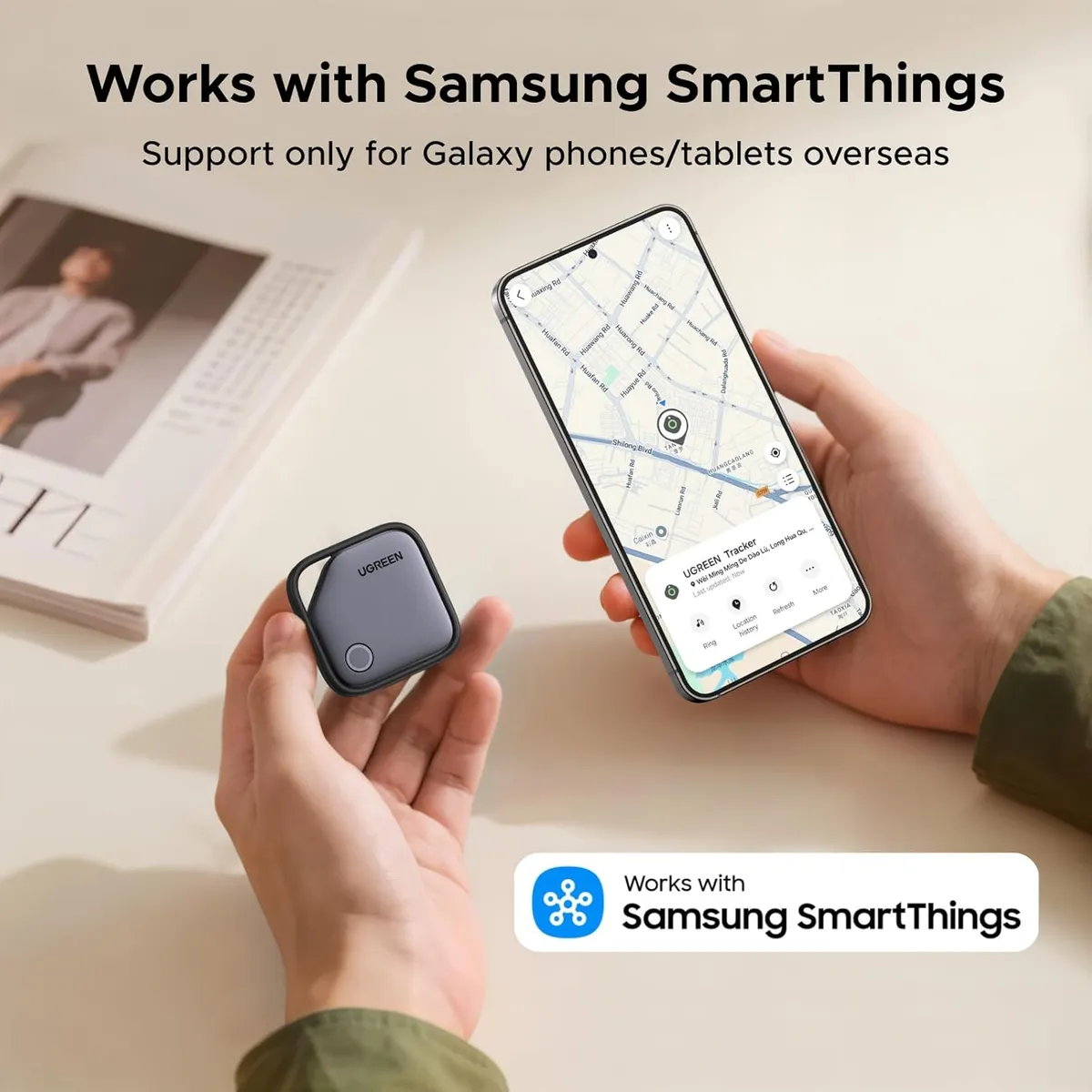 Pack x2 FineTrack S Smart Finder Tag Tracker Bluetooth Sólo Samsung Galaxy UGREEN CM829 – 55769P - Imagen 2