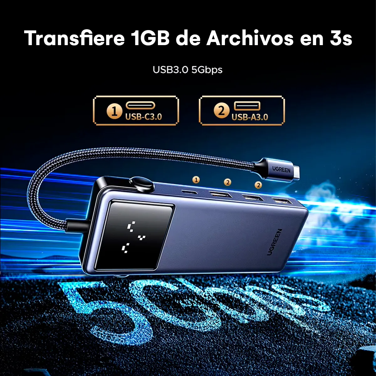Hub adaptador Ugreen 7 En 1 Multi Puertos Ethernet HDMI 4K@60Hz USB-C USB-A Para Laptop MacBook - Imagen 3