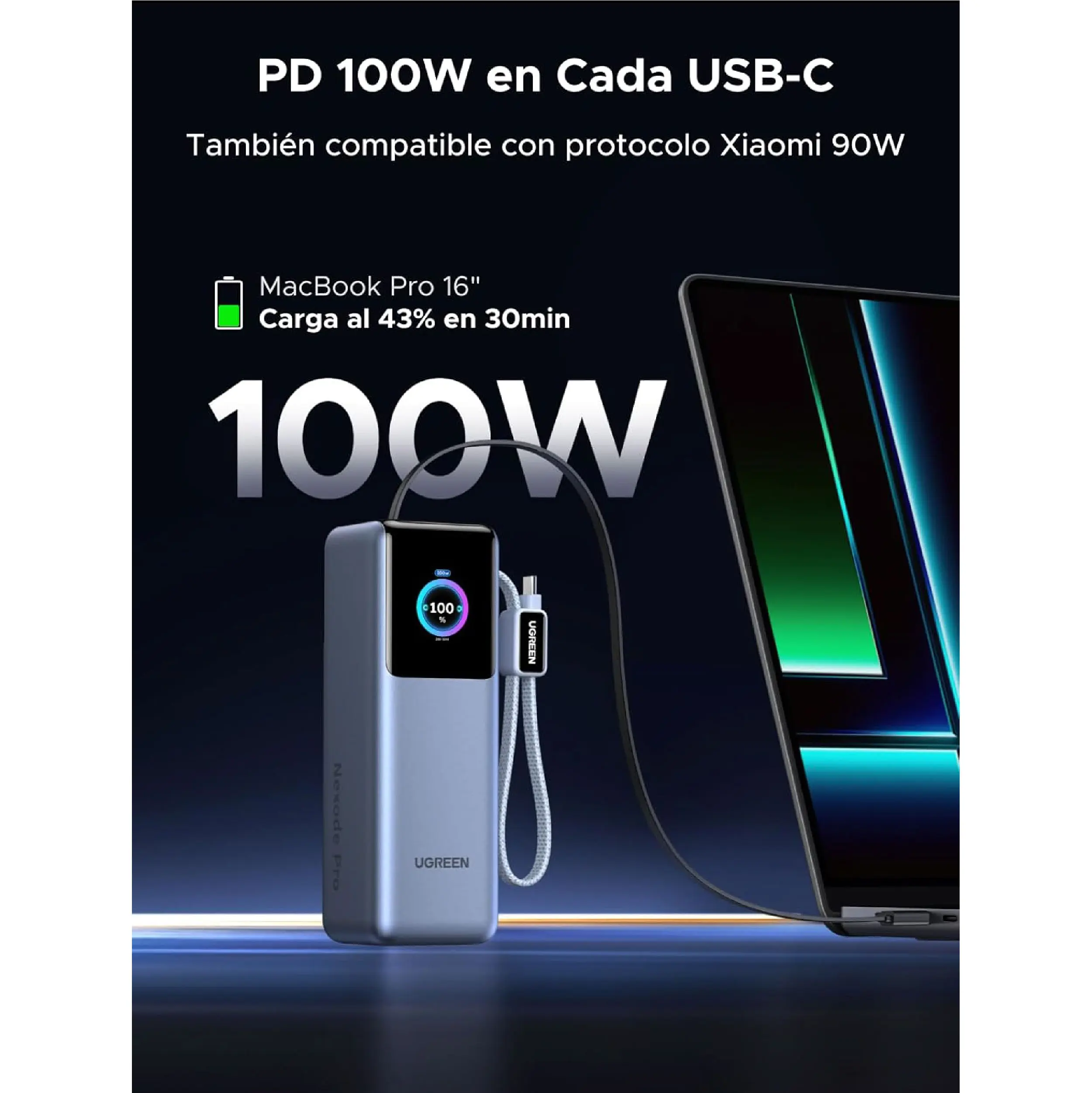 UGREEN Nexode Pro 200W Power Bank 25000mAh Batería Externa Portátil Carga Rápida PB728 - Imagen 4