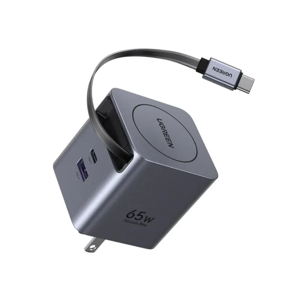 Cargador GaN 65W UGREEN X615 con Cable USB-C Retráctil