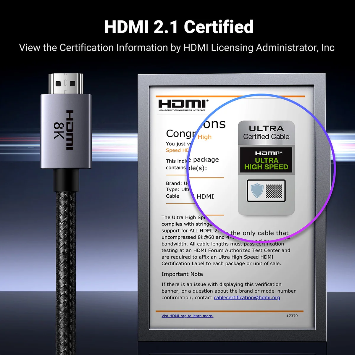 Ugreen Cable HDMI Version 2.1 de 2m Ugreen 8K 60Hz 4K y 2K 240Hz 1080P 240Hz - Imagen 3