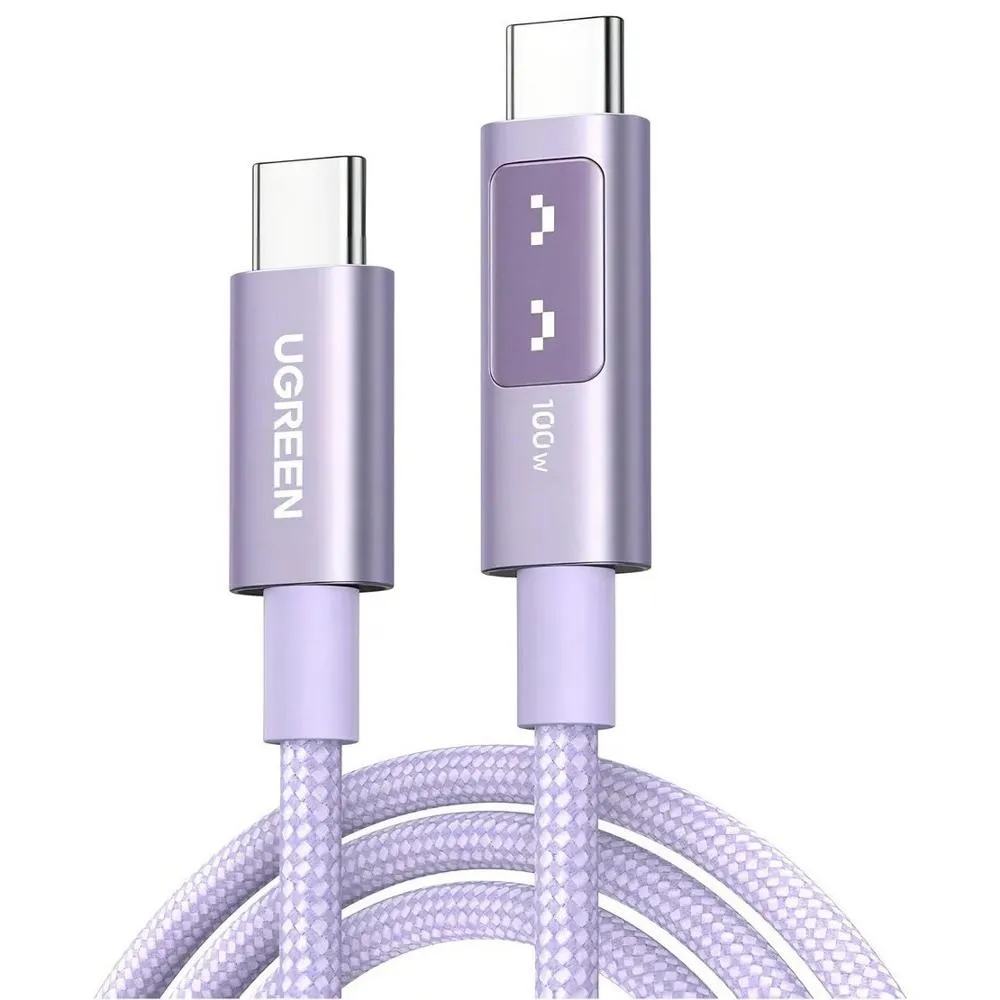 Cable Ugreen Uno Carga rápida USB C a USB C 100w L509 65216 púrpura