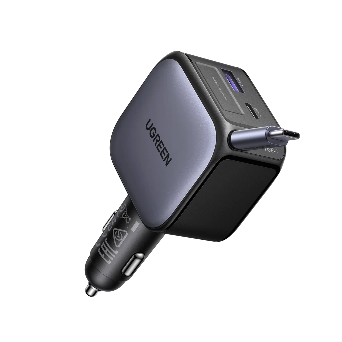 UGREEN Cargador 90W Carro Carga Rápida Cable USB-C Retráctil Incluido EC603