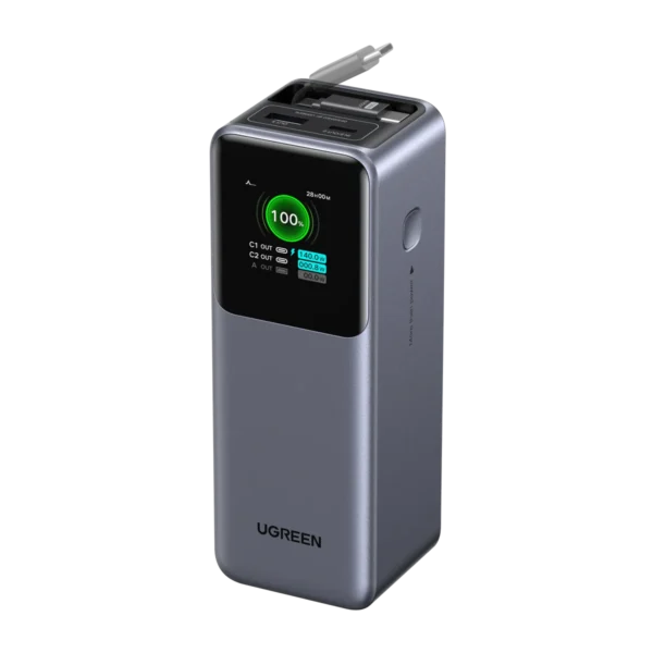 Power Bank UGREEN 20000mAh Nexode 165W – Carga Rápida Laptop USB-C Retráctil y Pantalla TFT