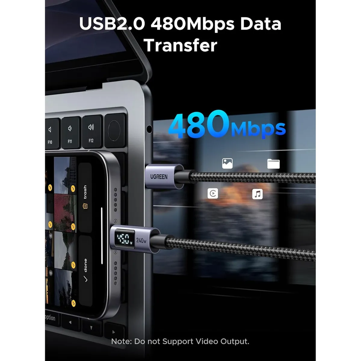 Cable USB-C a USB-C Ugreen 240W Carga Rápida PD 1M L530-65866 - Imagen 4