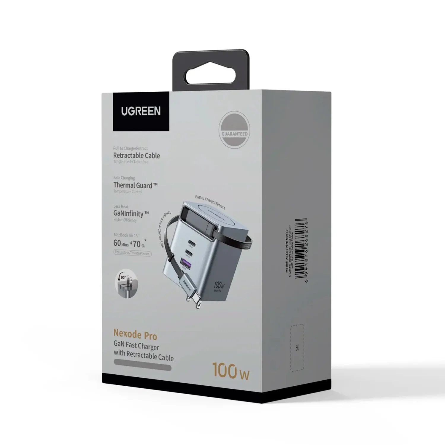 Cargador UGREEN 100W, GaN Retractil USB-C QuickCharge PD 3.0 iPhone 17, Macbook, iPad, Galaxy - Imagen 2